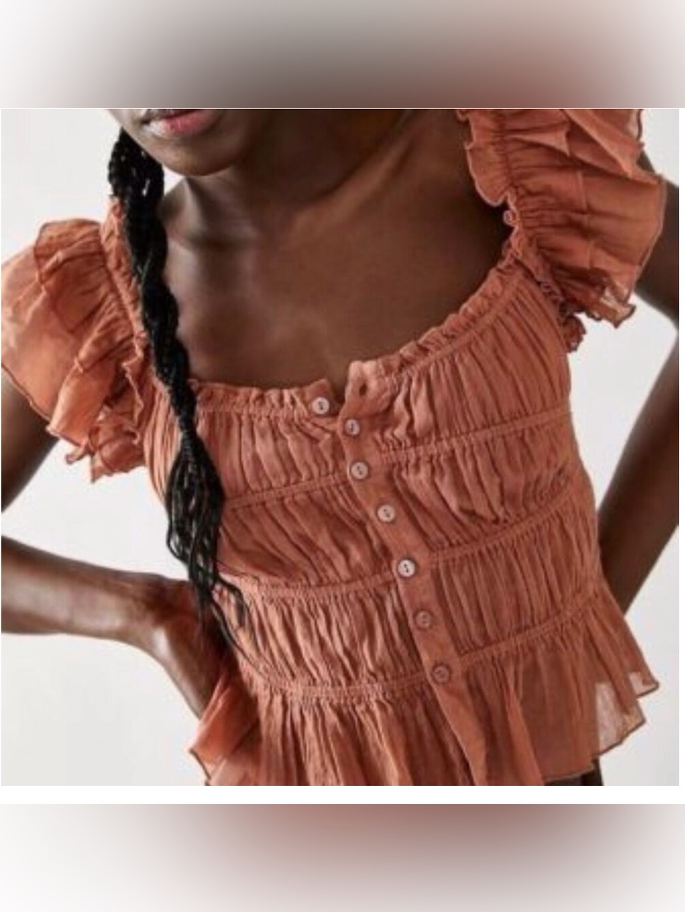 Free People FP One Size Small Rust Orange Aletta Crop Top Boho Western Cottage